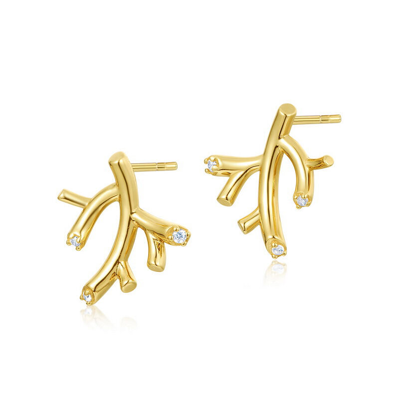 Jeulia Seaweed Design Sterling Silver Stud Earrings