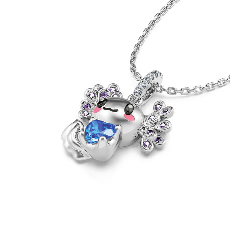 Jeulia Hug Me "Forever Cutie" Mexican Axolotl Sterling Silver Necklace
