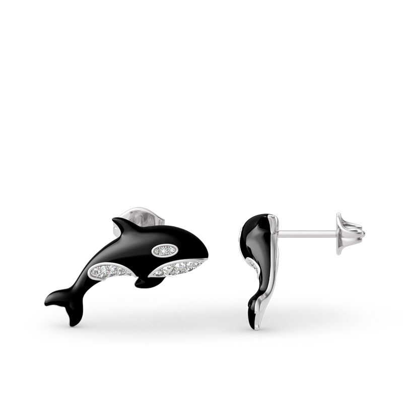 Jeulia Orca Killer Whale Sterling Silver Earrings