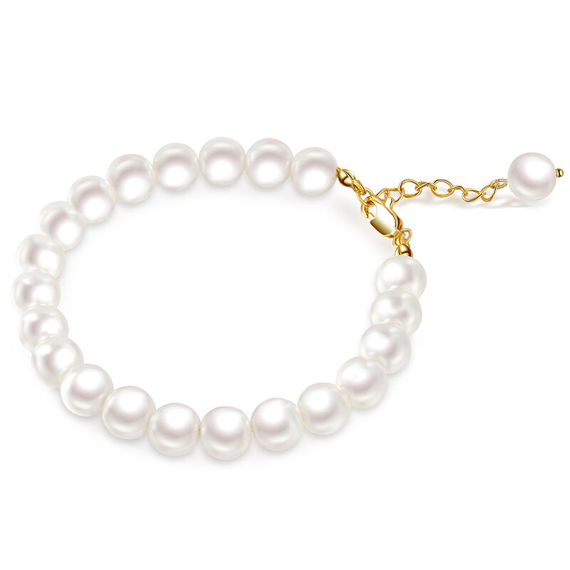 Jeulia "Timeless Elegance" Classic Golden Tone Pearl Bracelet