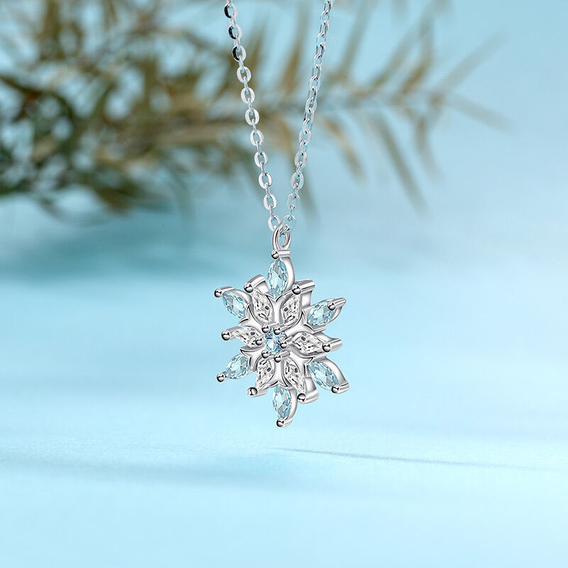 Jeulia Simple Snowflake Necklace Marquise Sterling Silver