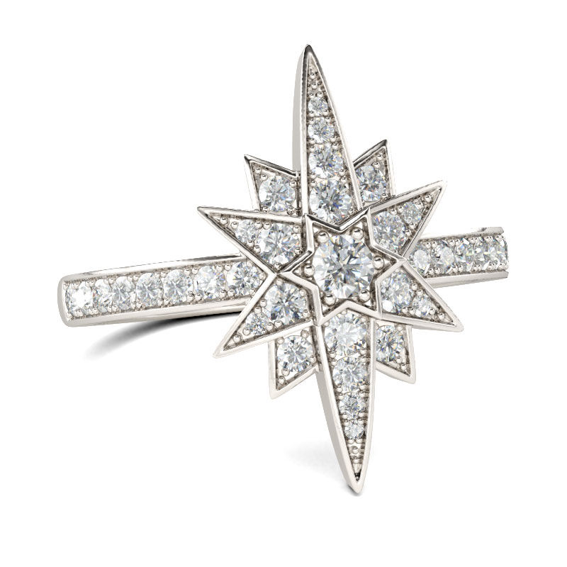 جوليا خاتم بقطع دائري من الفضة الإسترليني تصميم النجمة