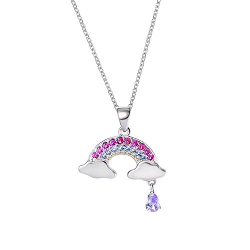 Jeulia Rainbow Over Clouds Sterling Silver Necklace