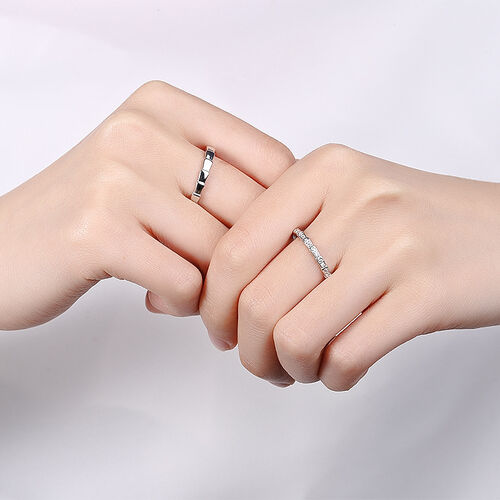 Jeulia Bamboo Love Sterling Silver Adjustable Couple Rings