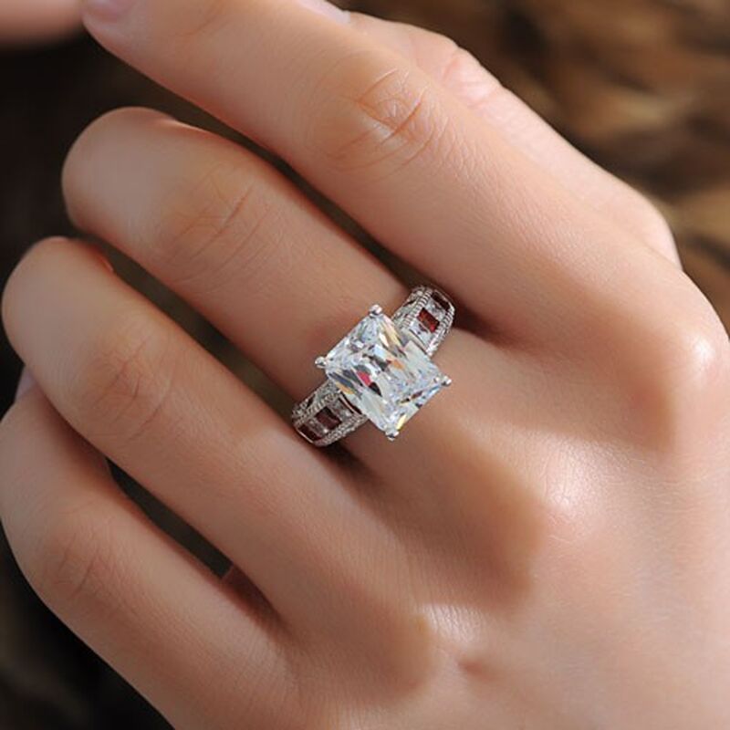 Jeulia Emerald Cut Sterling Silver Ring
