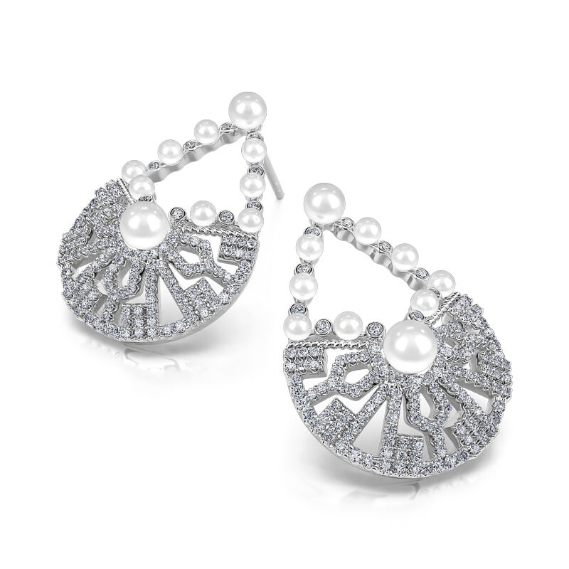 Jeulia "Dance of Skirt" Cultured Pearl Sterling Silver Earrings