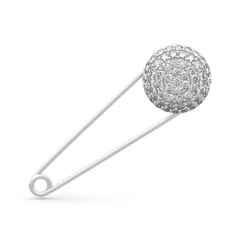 Jeulia Sparking Ball Safety Pin Design Sterling Silver Brosch