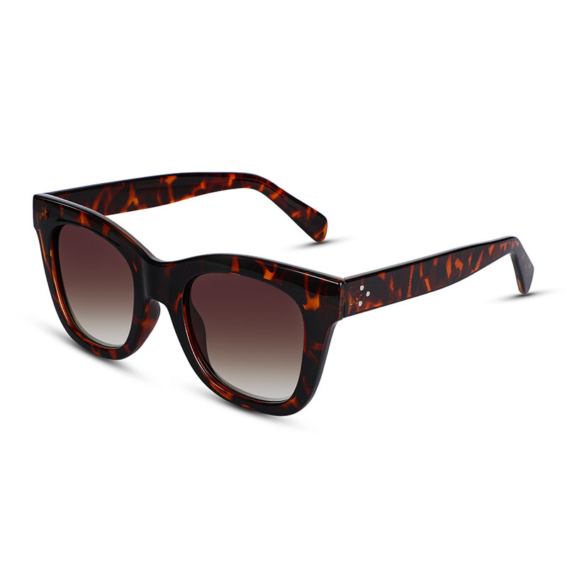 Jeulia "Free Style" Square Tortoise/Brown Gradient Unisex Sunglasses