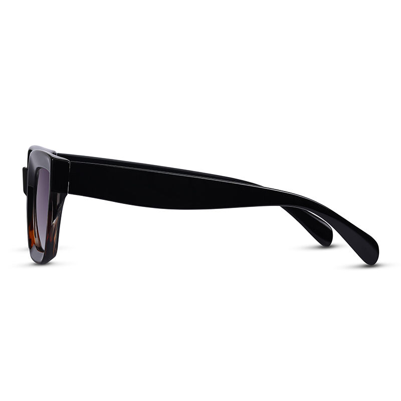 Jeulia Prostokątne czarne szylkretowe/szare okulary przeciwsłoneczne unisex