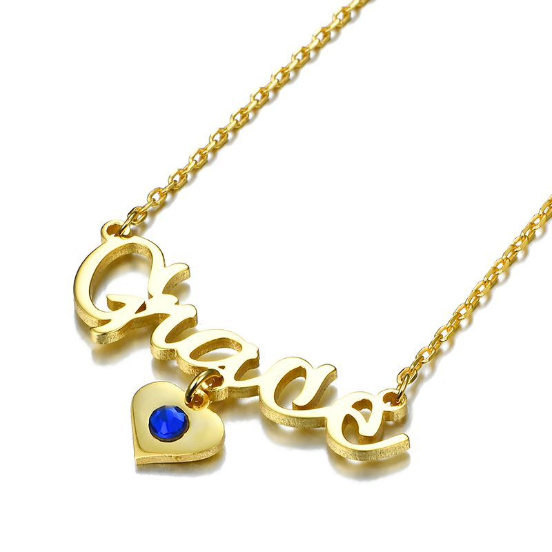 Jeulia "Be Together" Personalized Name Necklace With Birthstone