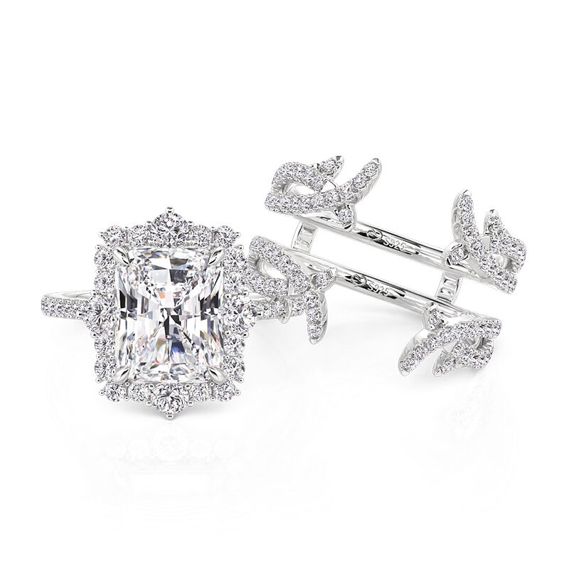 Jeulia Set di Anelli con Corona Spinata e Alone Decorativo