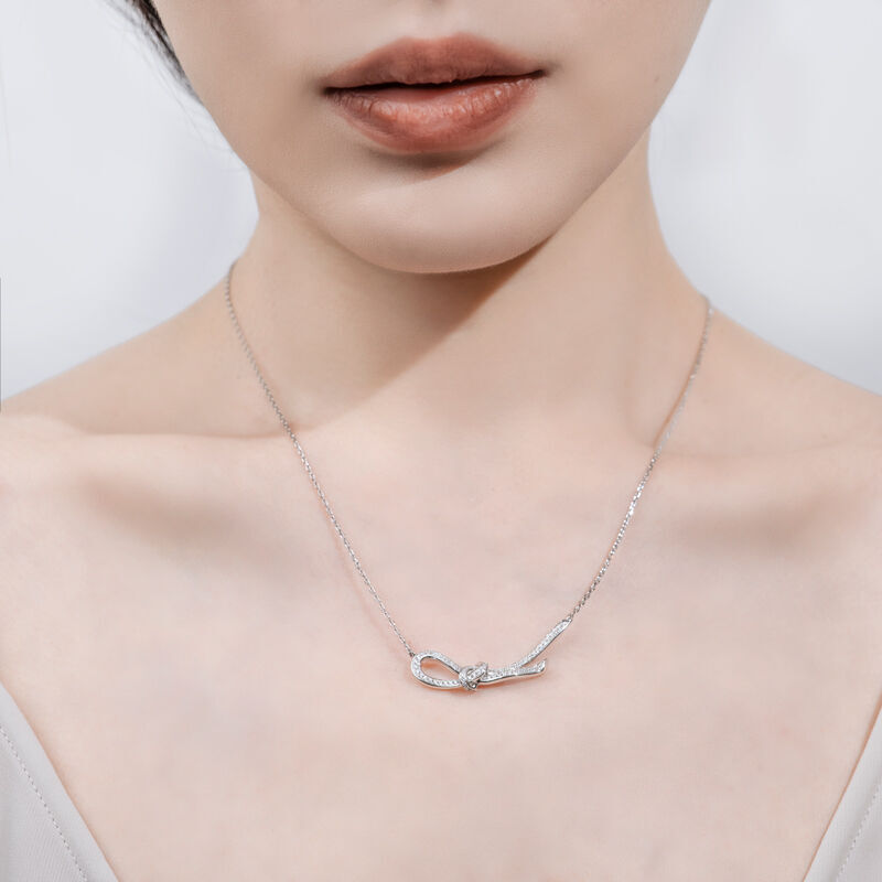 Jeulia Collar de Plata de Ley de Mujer con Cinta Nudo Diseño de Moda