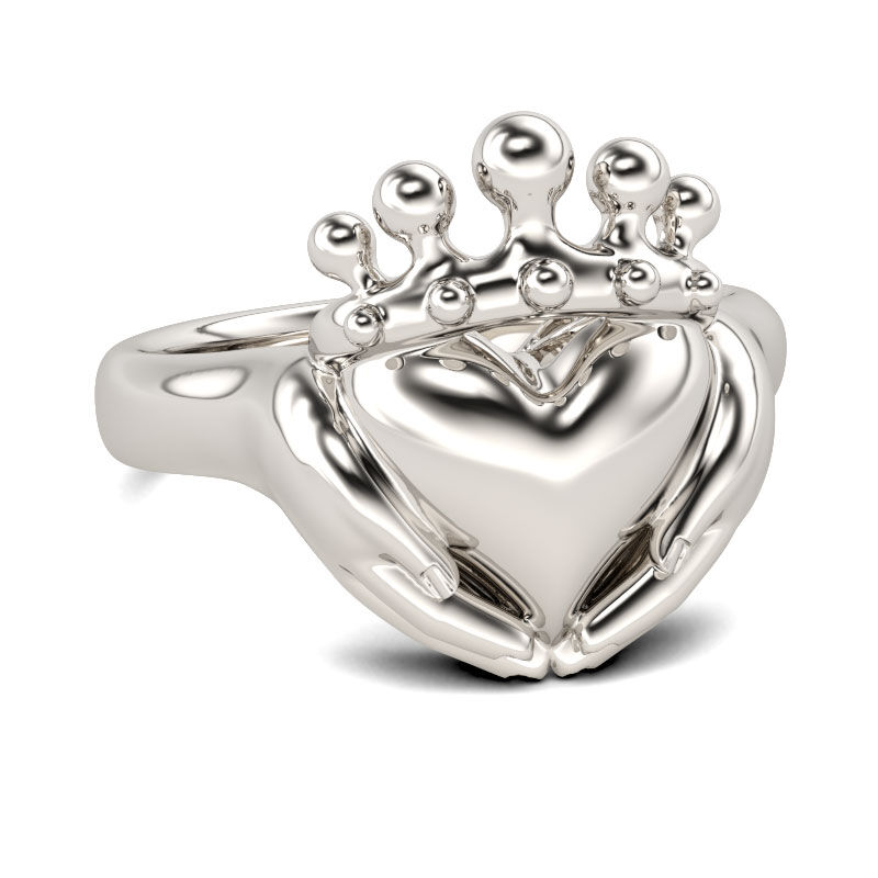 Jeulia polerad hjärtformad Claddagh -ring i sterling silver