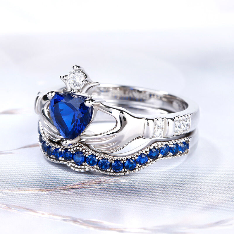 Jeulia Claddagh Heart Cut Sterling Silver Ring