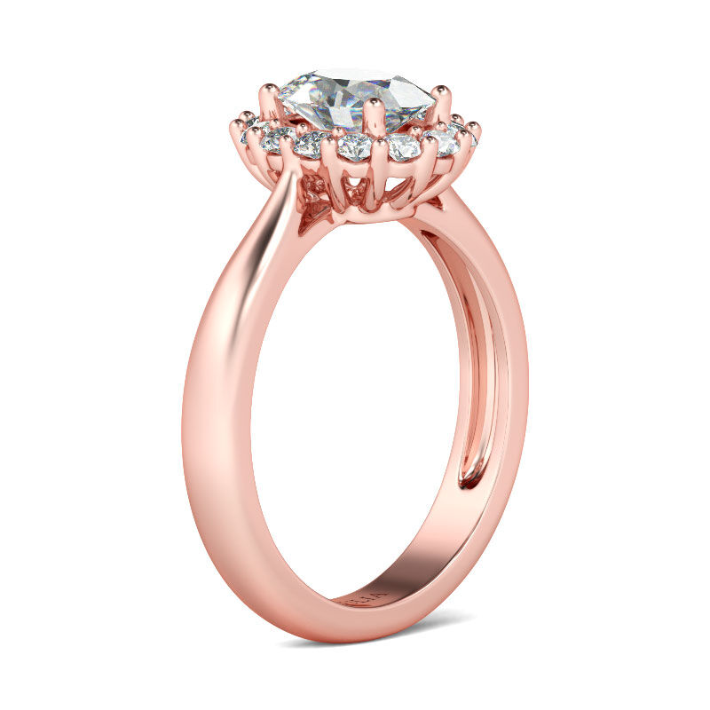 Jeulia Rose Gold Halo Oval Cut Sterling Silver Ring