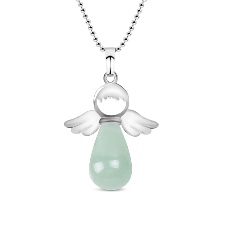 Jeulia "Healing & Balancing" Angel Wings Natural Green Aventurine Necklace