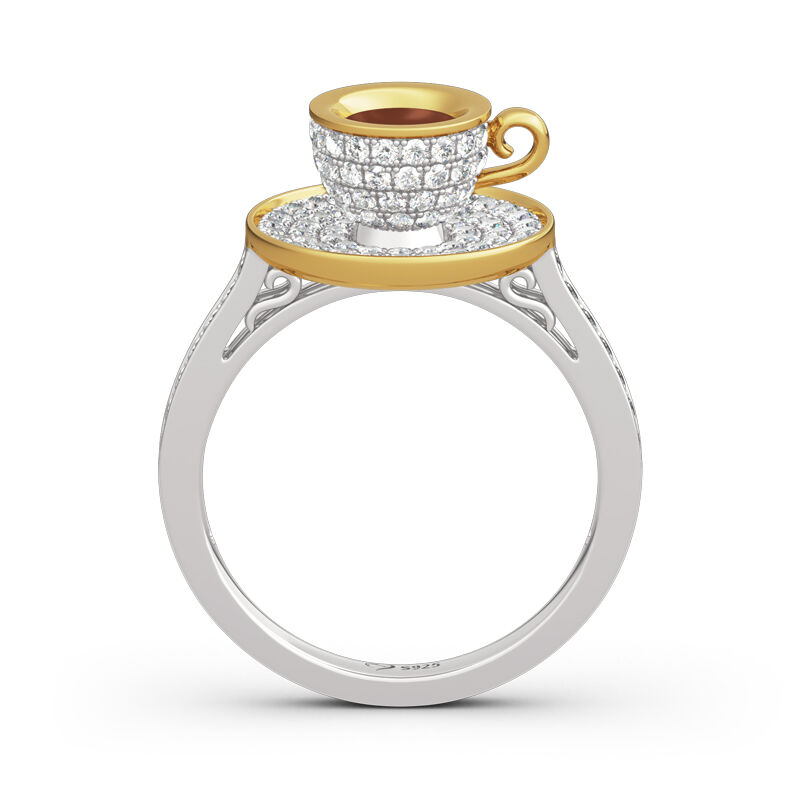 Jeulia "Romantic Afternoon" Coffee Cup Sterling Silver Ring