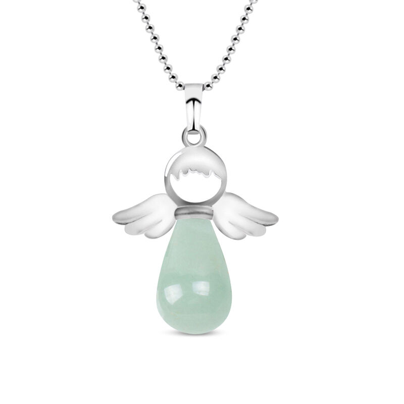 Jeulia "Healing & Balancing" Angel Wings Natural Green Aventurine Necklace