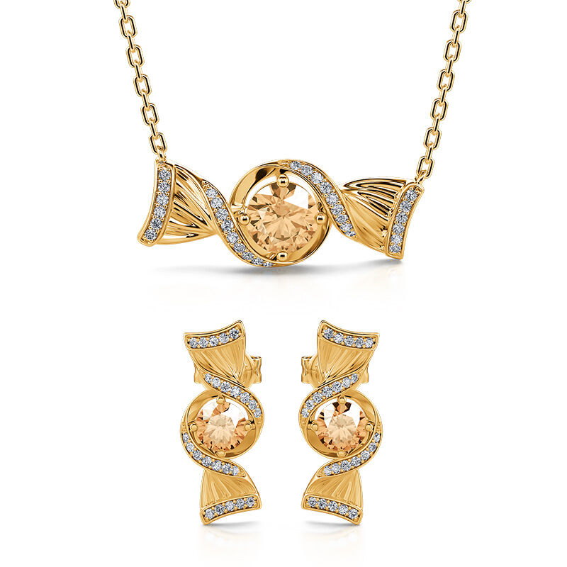Jeulia "Sweets for My Sweet" Candy Round Cut Sterling Silver Jewelry Set