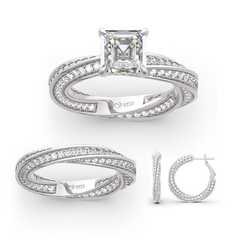 Jeulia Twist Design Sterling Silver Jewelry Set