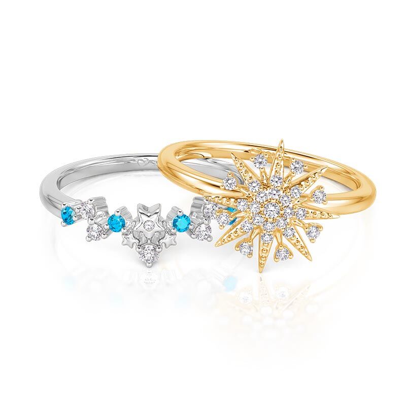 Jeulia Luna Astra Tvåfärgat Stjärnbländande Pusselringsset i Sterling Silver
