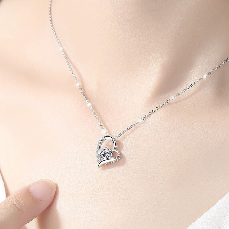 Jeulia Classic Heart Necklace Sterling Silver