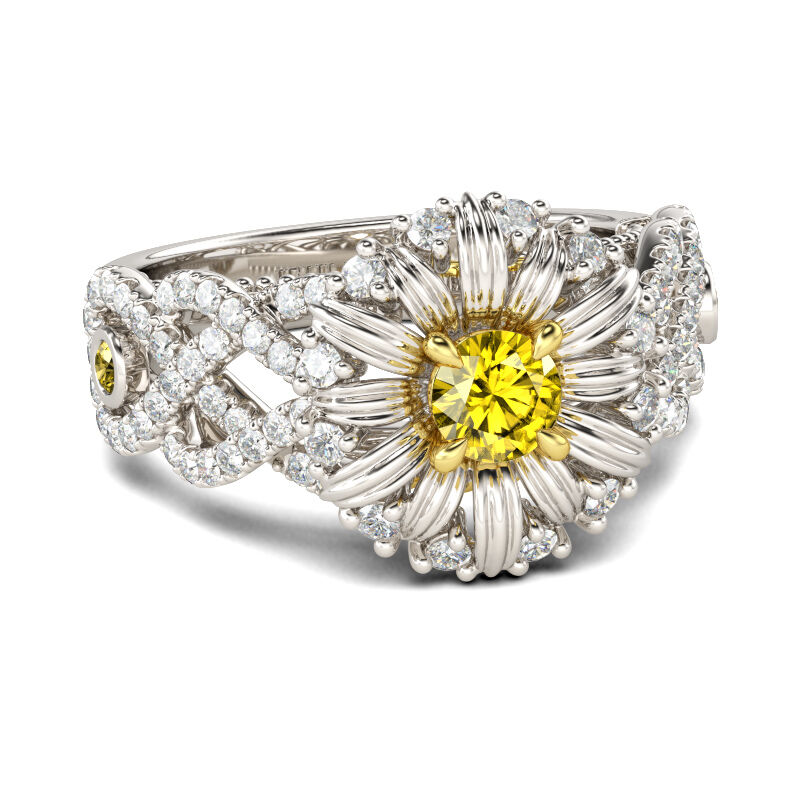 Jeulia Daisy Intertwined Round Cut Sterling Silver Ring