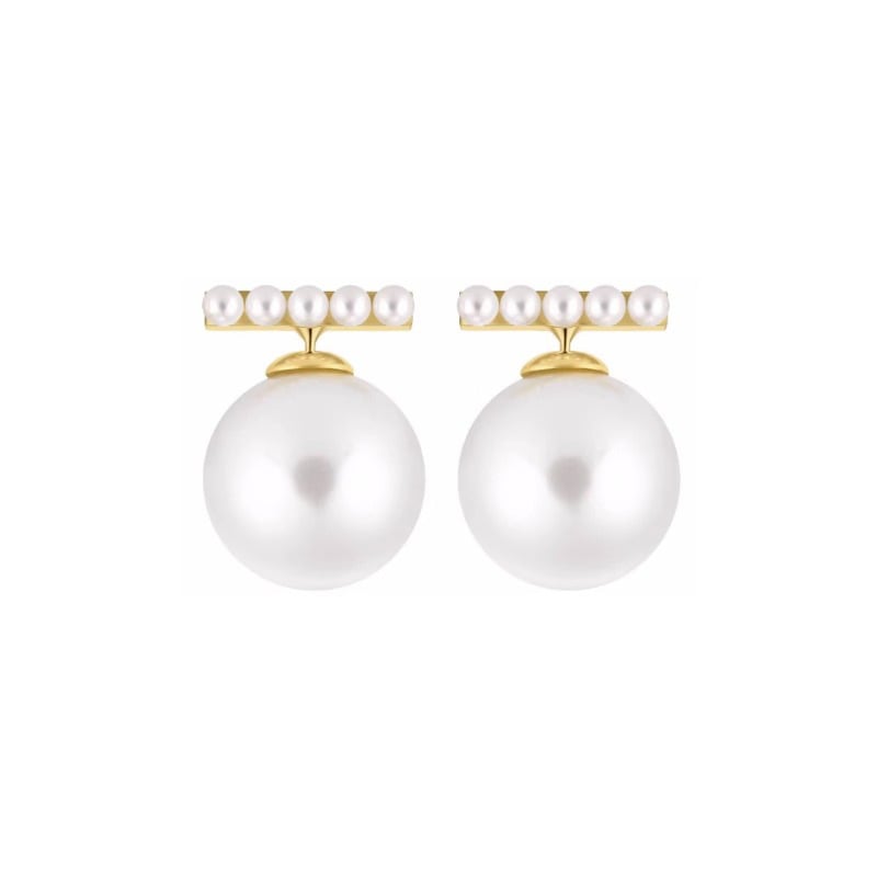 Jeulia Vintage White Pearl Copper Ear Jackets