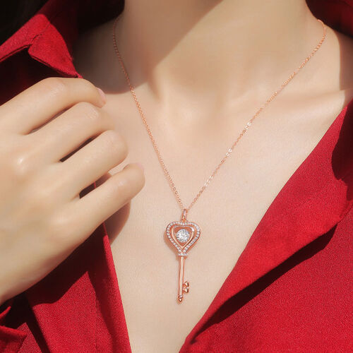 Jeulia Heart Key Sterling Silver Necklace