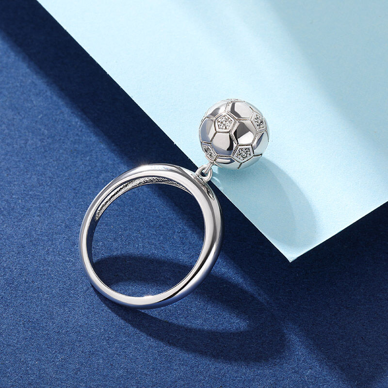 Jeulia "I Love Football" Sterling Silver Dangle Ring