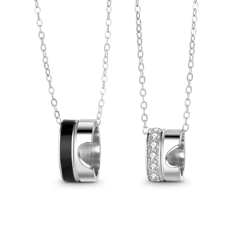 Jeulia "Never Apart" Heart Sterling Silver Couple's Necklaces