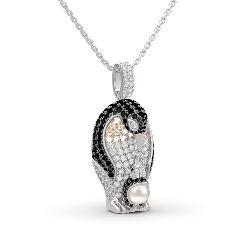 Jeulia Father/Mother & Baby Penguin  Sterling Silver Necklace