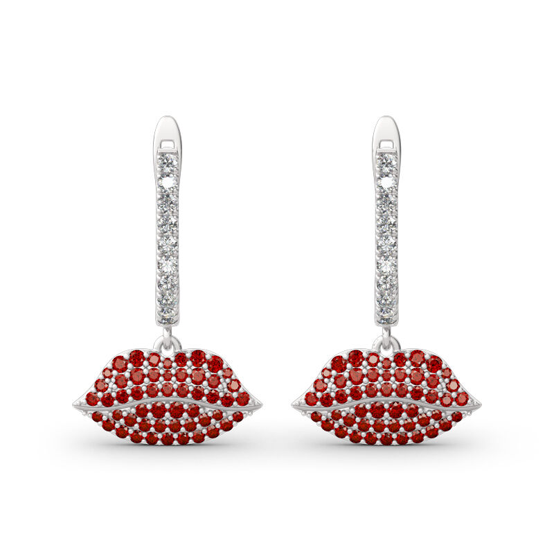 Jeulia "Enthusiasm" Red Lips Sterling Silver Earrings