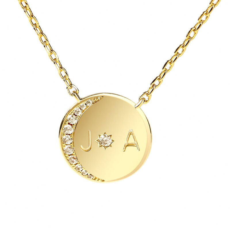 Jeulia "Moon and Sun" Personalized Sterling Silver Necklace