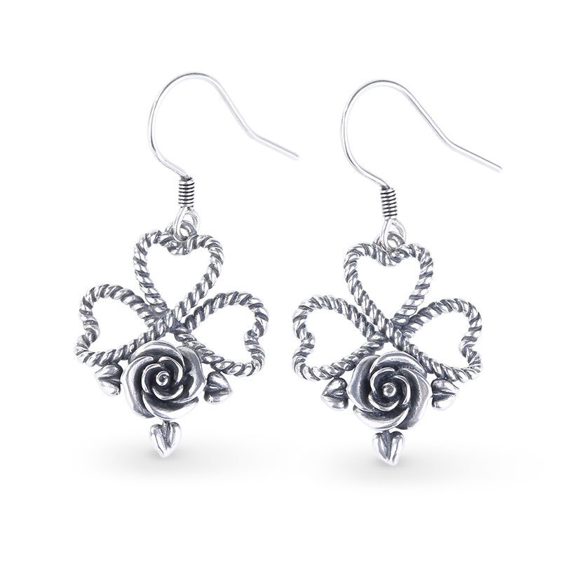 Jeulia Heart and Rose Sterling Silver Jewelry Set