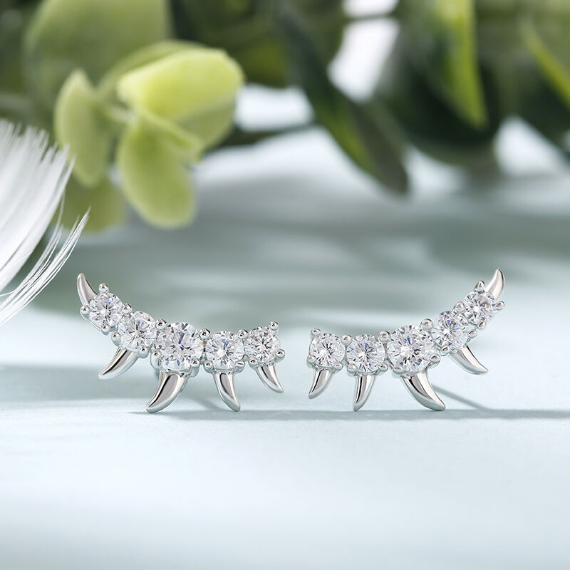Jeulia Spike Design Round Cut Sterling Silver Jewelry Set
