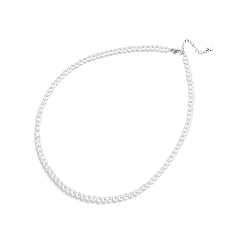 Jeulia Timeless White Pearl Sterling Silver Necklace