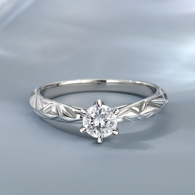 Jeulia Crease Design Solitaire Engagement Ring Sterling Silver