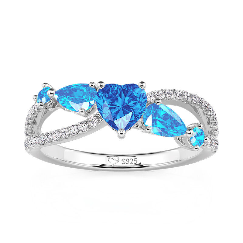 Jeulia Twist Multi Stone Aquamarine Infinity Promise Ring