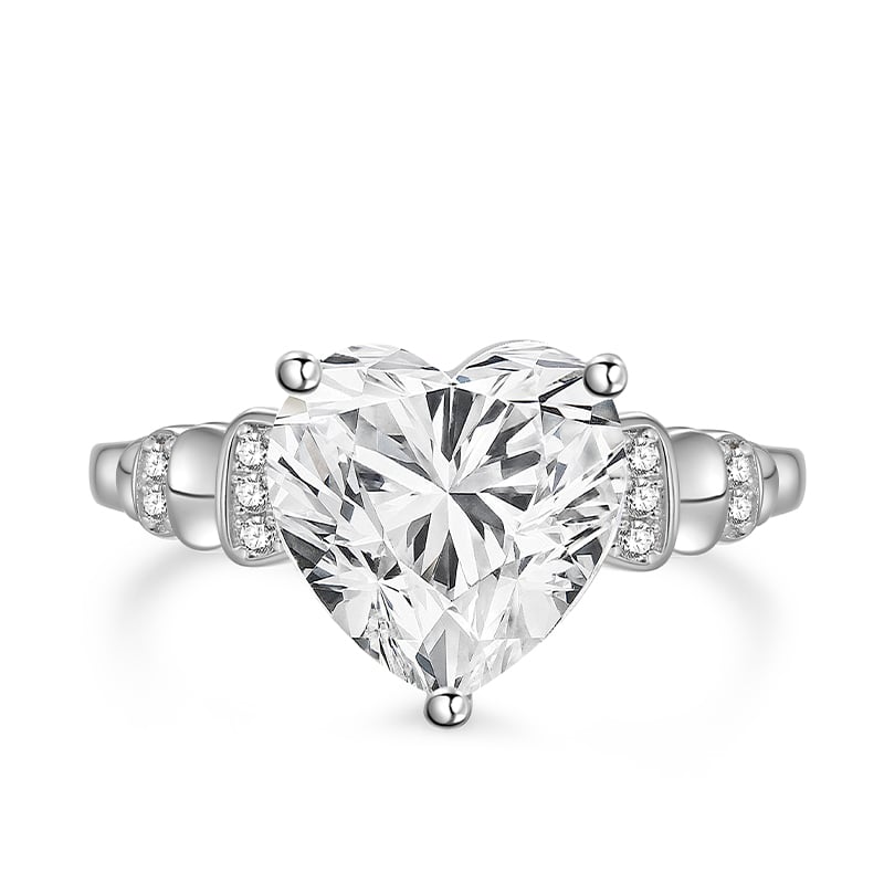 Jeulia Sparkling Heart Knot Promise Ring Sterling Silver