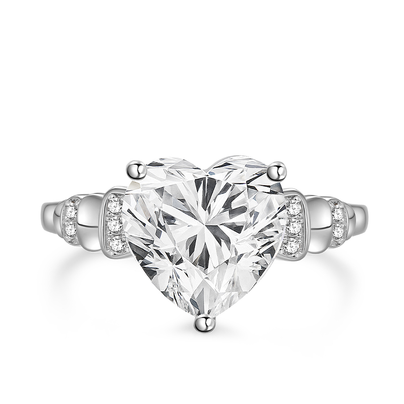 Jeulia Sparkling Heart Knot Promise Ring Sterling Silver