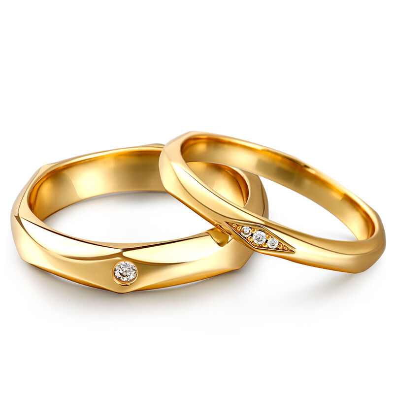 Jeulia "Minimalism" Classic Design Sterling Silver Couple Rings