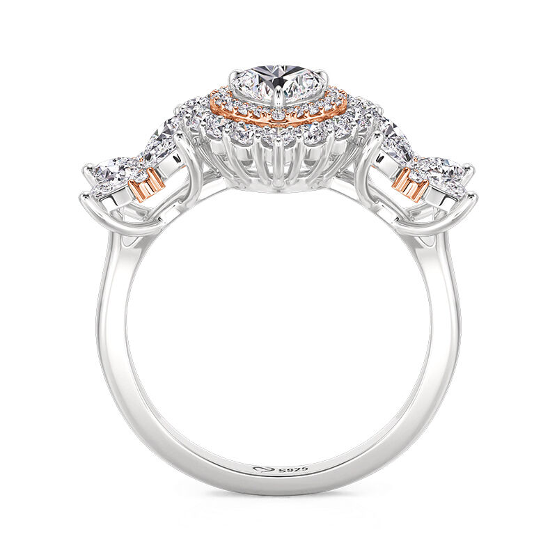 Jeulia Double Halo Two Tone Heart Wedding Ring