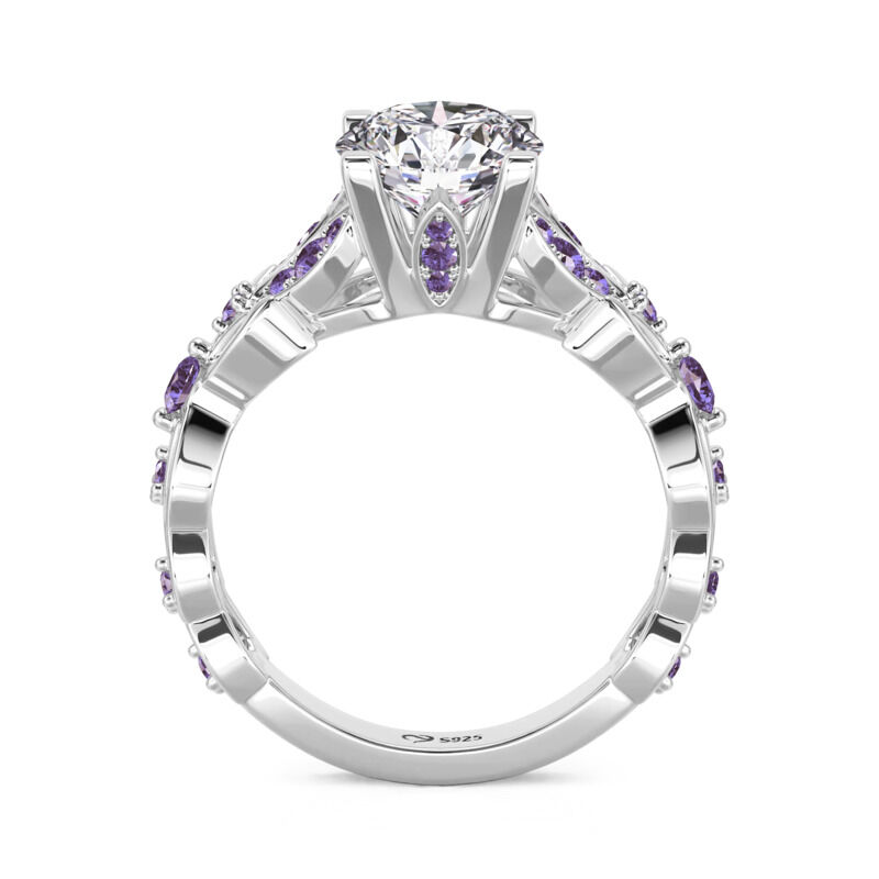 Jeulia Anello Farfalla Ametista Viola Taglio Rotondo In Argento Sterling