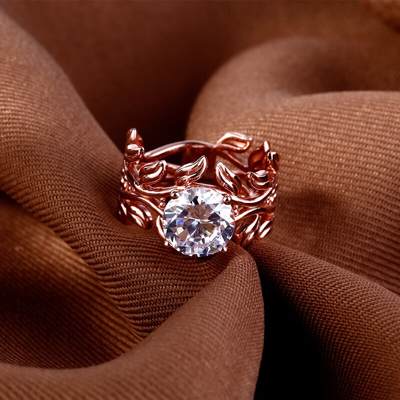 Jeulia Rose Gold Tone Round Cut Sterling Silver Ring