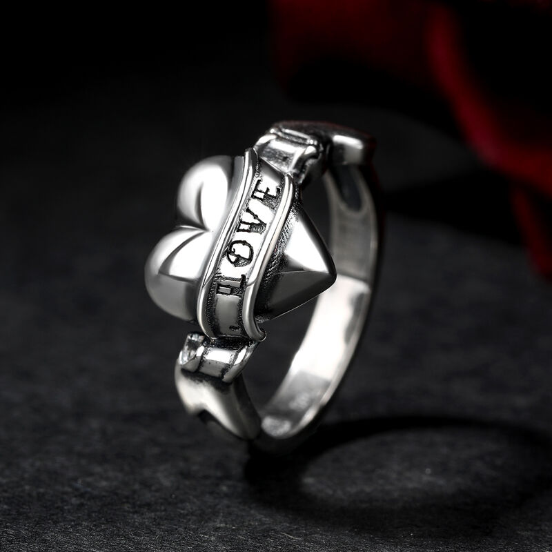 Jeulia "Carved Love" Herz Design Sterling Silber Ring