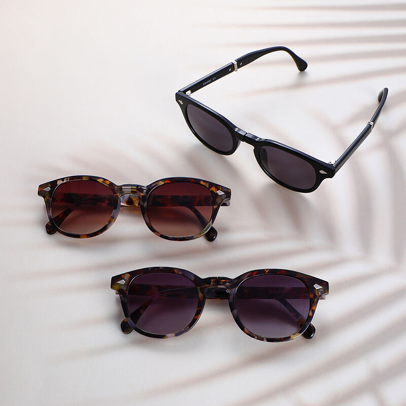 Jeulia "Transform" Round Tortoise/Brown Unisex Folding Sunglasses