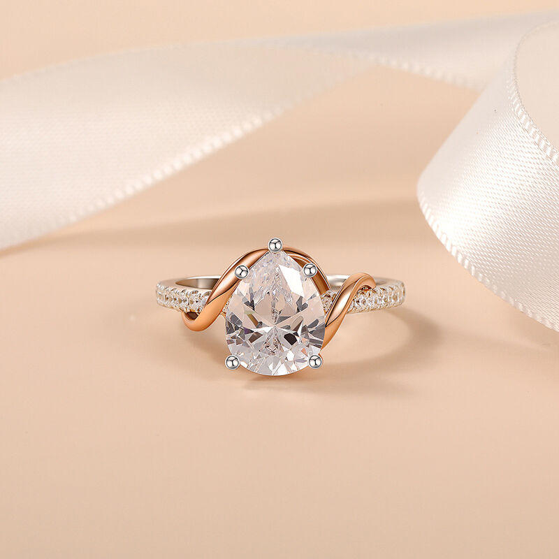 Jeulia Amore Custom Engagement Ring Two Tone Pear Cut