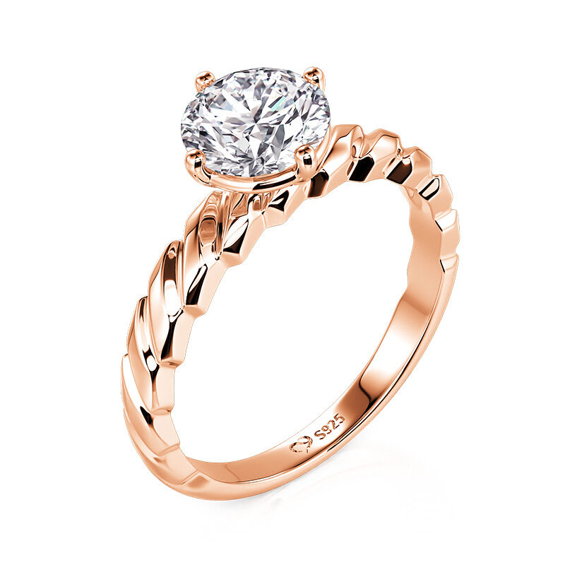 Jeulia Braided Rose Gold Round Solitaire Engagement Ring Jeulia Braided Rose Gold Round Solitaire Engagement Ring