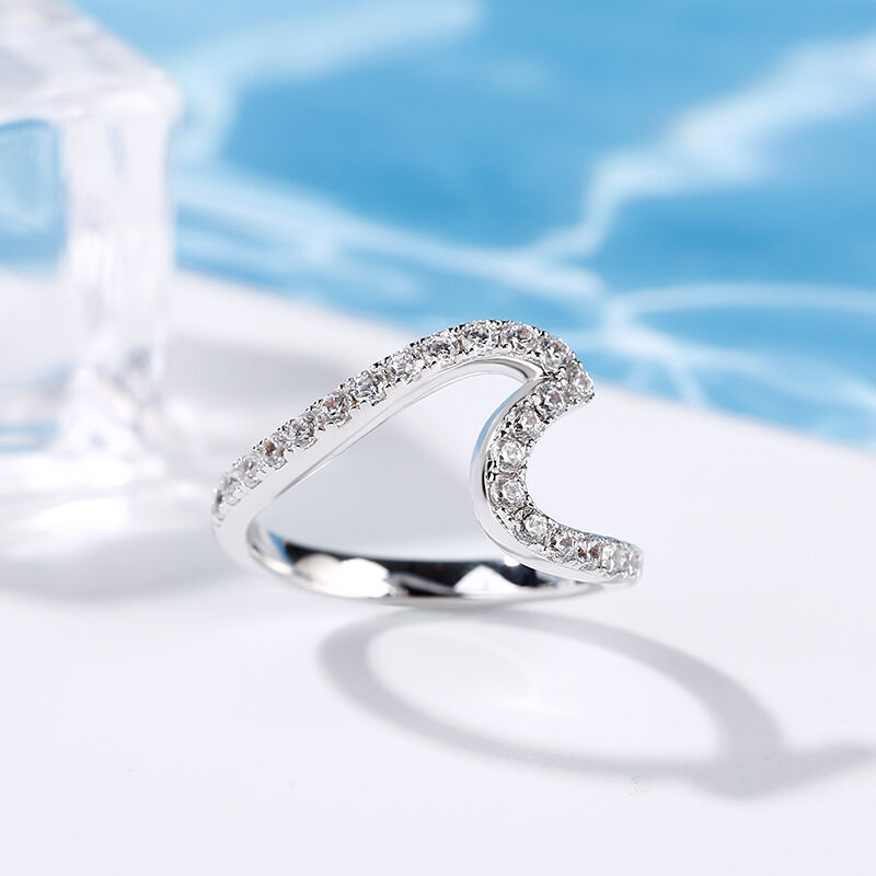 Jeulia Sea Wave Sterling Silver Ring